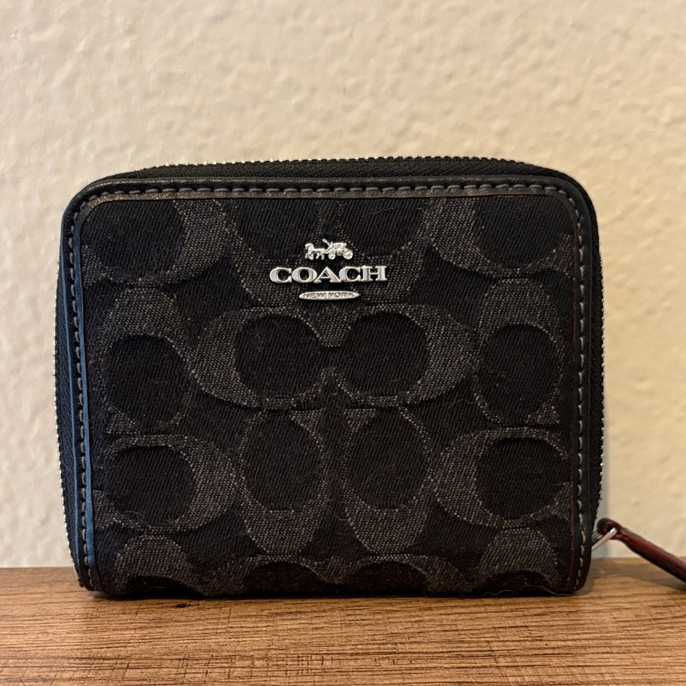 Coach Signature Black denim Wallet
